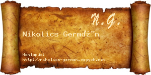 Nikolics Germán névjegykártya